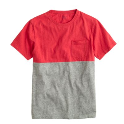 Slub cotton pocket tee in colorblock