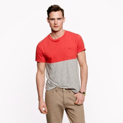 Slub cotton pocket tee in colorblock