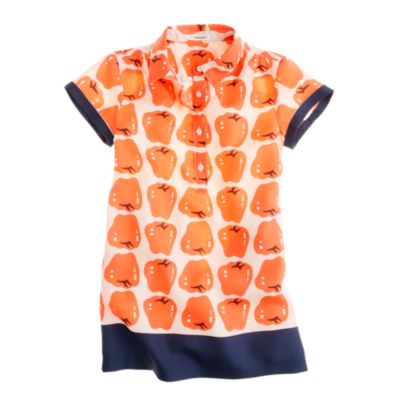 Girls' silk tunic in delicious apple