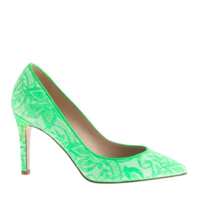 Neon lace pumps