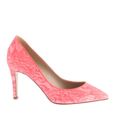 Neon lace pumps