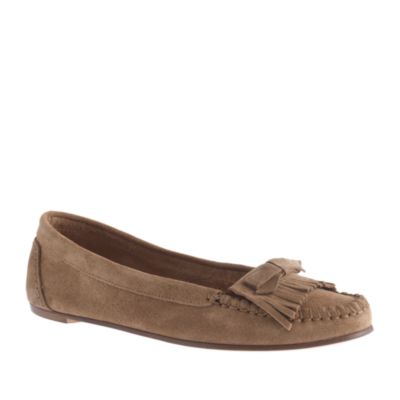 Suede bow moccasins