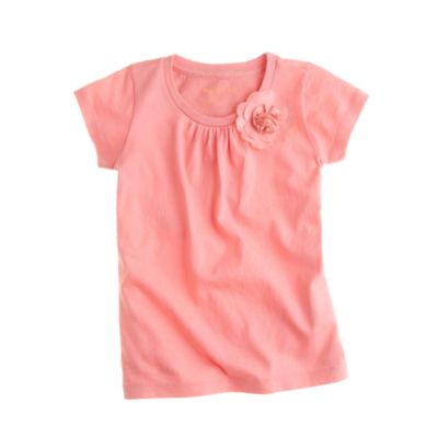 Girls' tiny-gathers tee with flower