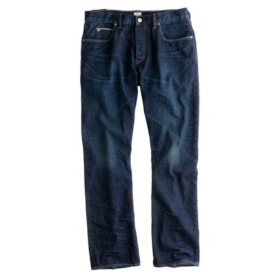 Slim-straight selvedge jean in dark worn wash