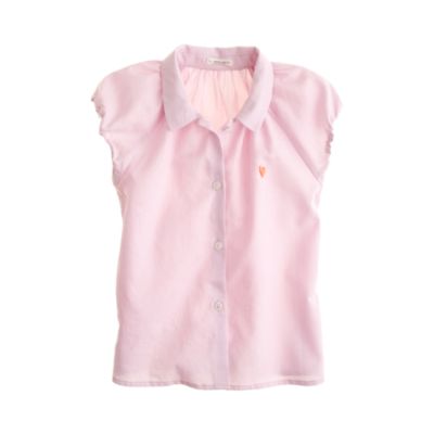 Girls' teeny heart shirt in tissue oxford
