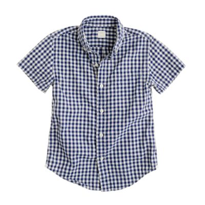 Boys' Secret Wash lightweight short-sleeve shirt in Conrad gingham