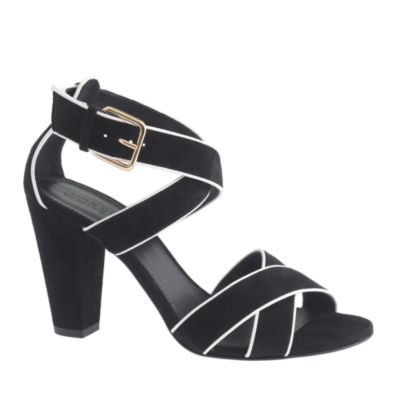 Mari piped suede sandals