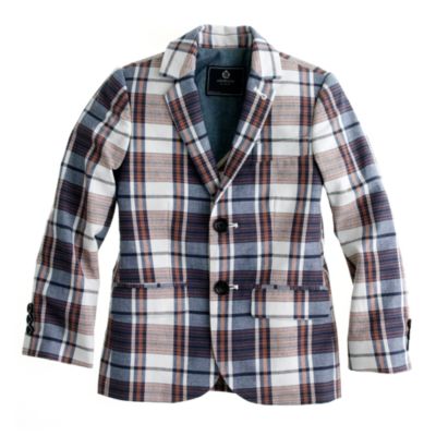 Boys' Indian cotton sportcoat in Peckham plaid