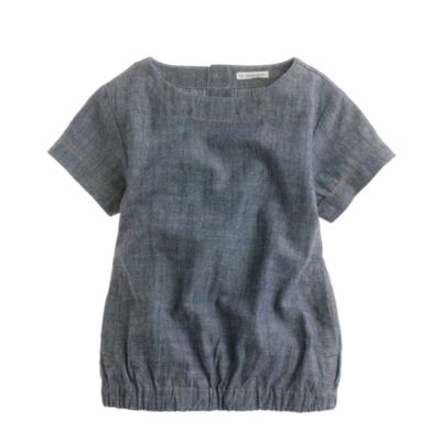 Girls' chambray pocket popover