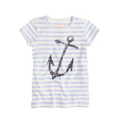 Girls' sequin anchor tee