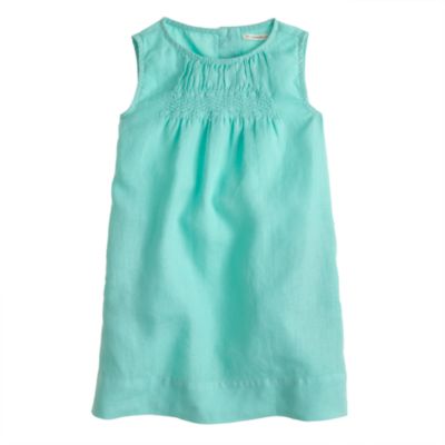 Girls' embroidered linen sheath