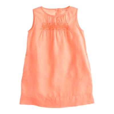 Girls' embroidered linen sheath