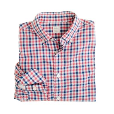 Boys' Secret Wash lightweight shirt in Halyard check