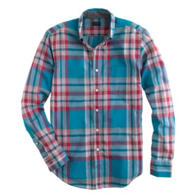 Indian cotton shirt in seacrest plaid