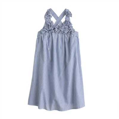 Girls' stripe ruffle-strap dress