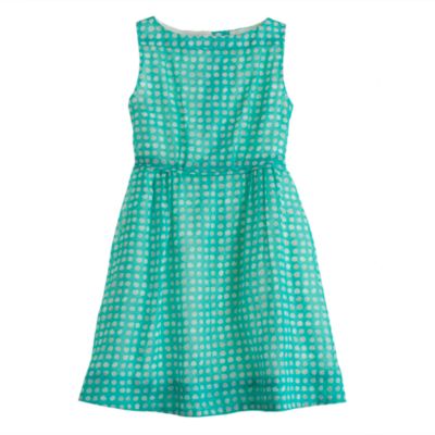 Girls' organdy grid-dot dress