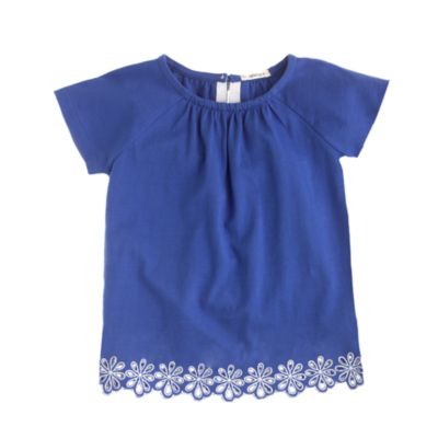 Girls' embroidered eyelet tee