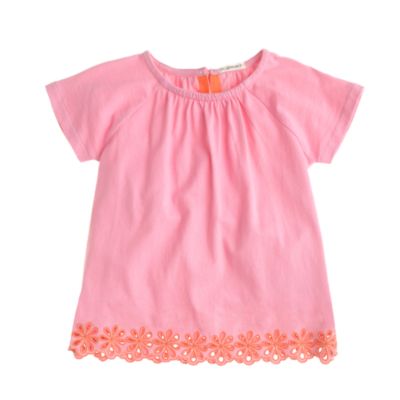 Girls' embroidered eyelet tee