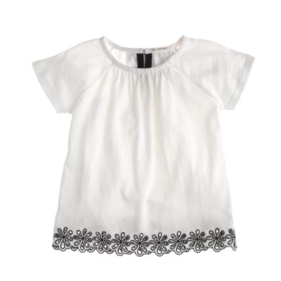 Girls' embroidered eyelet tee