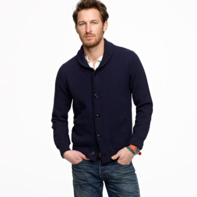 Cotton shawl-collar cardigan