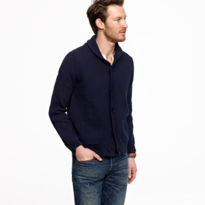 Cotton shawl-collar cardigan