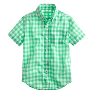 Boys' Secret Wash short-sleeve shirt in medium gingham