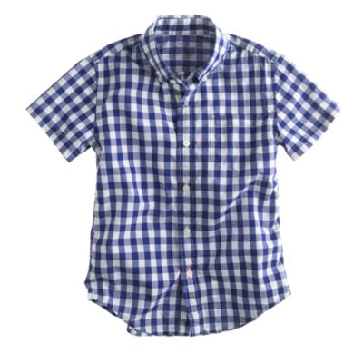Boys' Secret Wash short-sleeve shirt in medium gingham