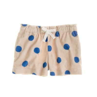 Girls' terry drawstring short in polka dot