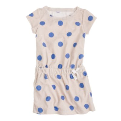 Girls' terry drawstring dress in polka dot