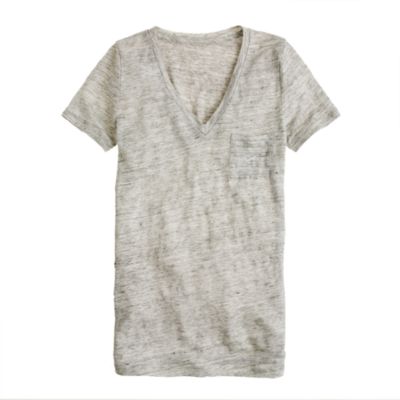 Linen V-neck pocket tee