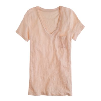 Linen V-neck pocket tee
