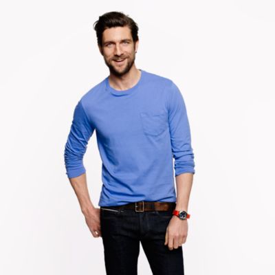 Broken-in long-sleeve pocket tee