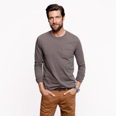 Broken-in long-sleeve pocket tee