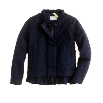 Girls' quilted ruffle jacket