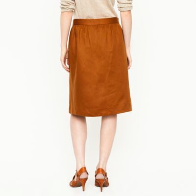 Button-front linen twill skirt