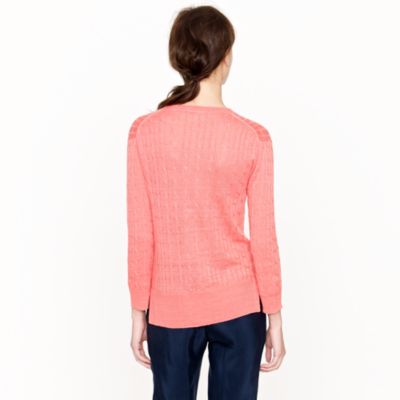 Linen V-neck cable-knit sweater