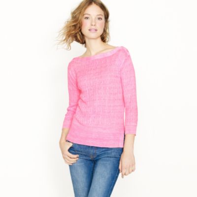 Garment-dyed linen cable-knit sweater