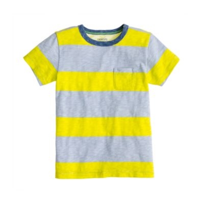 Boys' ringer pocket tee in bar stripe