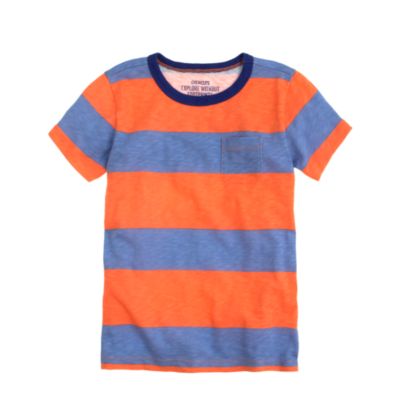 Boys' ringer pocket tee in bar stripe
