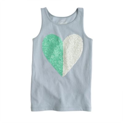 Girls' bicolor sequin heart tank
