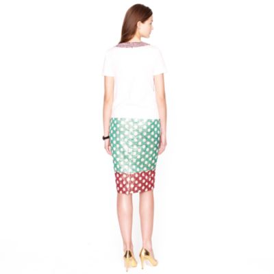 Collection No. 2 pencil skirt in gold leaf dotted jacquard