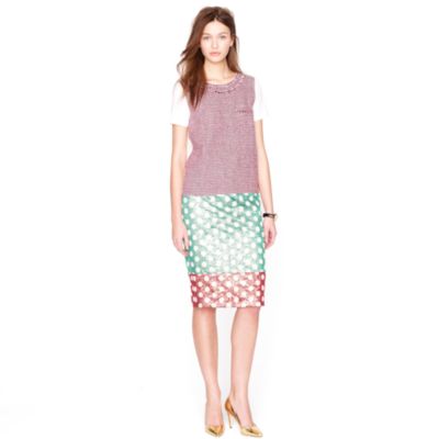 Collection No. 2 pencil skirt in gold leaf dotted jacquard