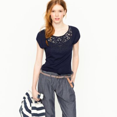 Embroidered dolman-sleeve tee