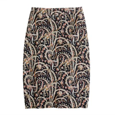 No. 2 pencil 
skirt in feather paisley
