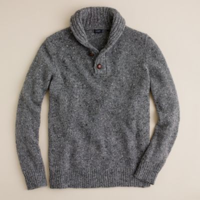 Donegal wool shawl-collar henley
