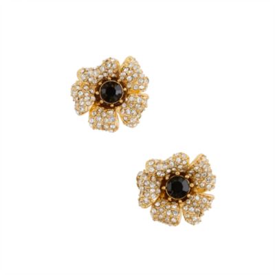 Pav&eacute; flower earrings
