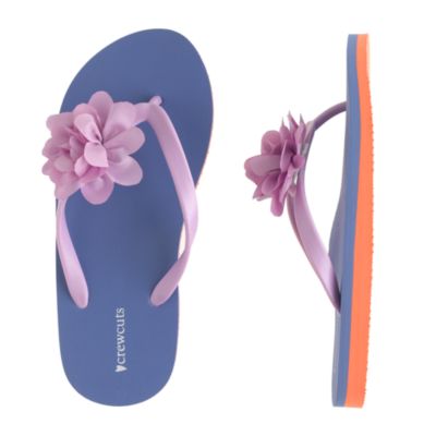 Girls' colorblock floral flip-flops