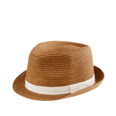 Girls' natural ribbon trilby hat