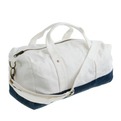 Kids' canvas overnight bag in engineer stripe