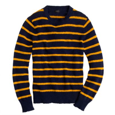 Textured slub cotton sweater in toasted honey stripe